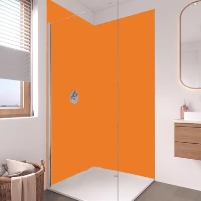 Produktbild von Duschrückwand - Wandverkleidung für Dusche aus Acryl 0,3 cm - 90 x 200 cm - Uni Tieforange
