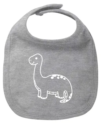 Produktbild von Huuraa Baby Lätzchen Brontosaurus Dinosaurier Heather Grey Klettverschluss  Baumwolle Latz Geschenkidee