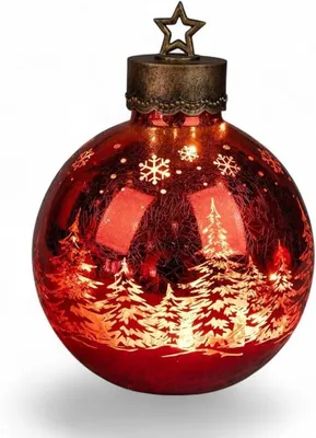 Produktbild von LED Deko-Kugel Frosty Rot 35 cm Farb-Glaskugel in Ice-Optik Timer 6h/18h beleuchtet - Batteriebetrieben