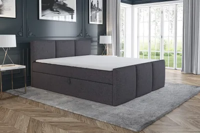 Produktbild von Boxspringbett BRAND 160x200 mit 2 Bettkästen, Bonell-Matratze und Topper. Möbel vom Hersteller- Handarbeit!Bett Komplett-Set mit Matratze,Bettkasten & Kopfteil. Stoff SAVANA. Elegantes Bett mit massives Kopfteil.
