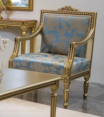 Immagine prodotto di Poltrona Sedie imbottite in tessuto dorato Sedia di design Sedia a un posto classica