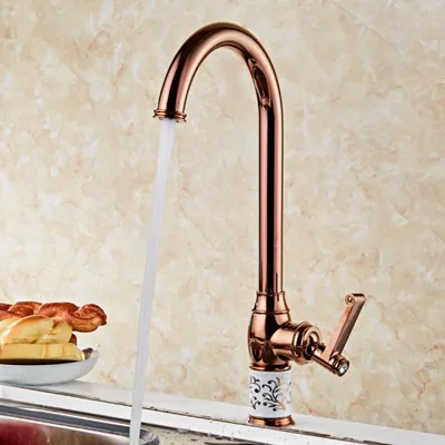 Produktbild von Küchenarmatur, 360 ° drehbare Spültischarmatur mit abnehmbarem Luftsprudler, Spültischarmatur aus Edelstahl - Roségold