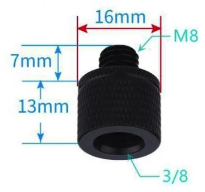 Produktbild von Schraube mit 3/8 Zoll Innengewinde (weiblich) auf M8 Außengewinde (männlich)