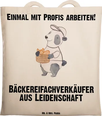 Produktbild von Mr. & Mrs. Panda Shopping Tasche Bäckereifachverkäufer Leidenschaft - Transparent - Geschenk, Lustig, Jutebeutel, Beruf, Einkaufstüte, Einkaufstasche, Bäckerei, Tote Bag
