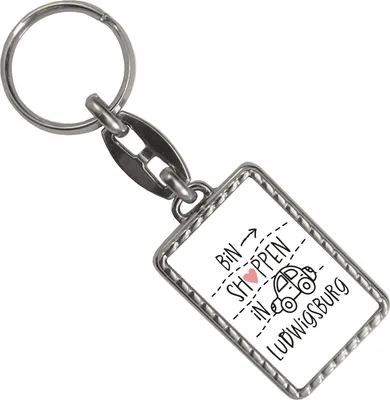 Produktbild von Ludwigsburg Schlüsselanhänger mit Bordüre mit Spruch bin shoppen