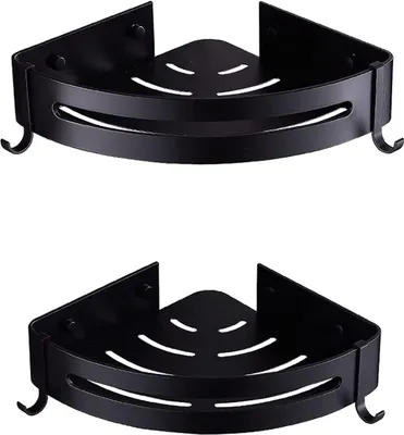 Produktbild von 2 Duschablage, Eckablage, ohne Bohren (Schwarz)