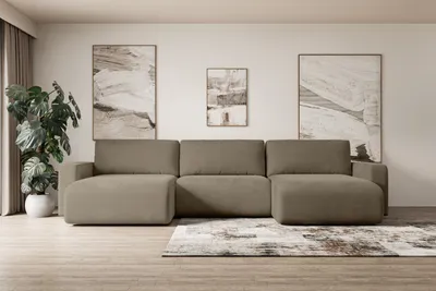 Produktbild von ALTDECOR Ecksofa mit Schlaffunktion und Bettkasten Corner Sofa Eckcouch Couch U-Form universal, links/rechts Schlafcouch Ausziehbar Wohnlandschaft Schlafsofa KLEEA-U - 347x143x83cm Braun