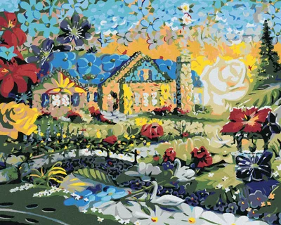Produktbild von Zuty - Malen nach Zahlen - MOSAIKHAUS UND SONNENUNTERGANG (D. RUSTY RUST), 40x50 cm, ohne Keilrahmen