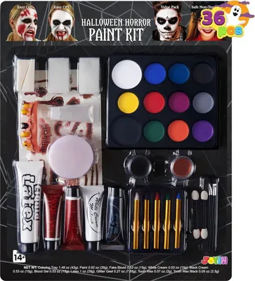Image de 36 pièces de maquillage d'Halloween Set faux sang visage peinture corporelle