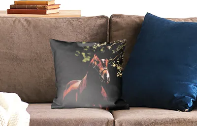 Produktbild von MuchoWow® Zierkissen Sofakissen Wohnzimmer Dekokissen 40x40 cm Pferd - Äste - Porträt - Foto Kissen - Schlafzimmer Dekoration