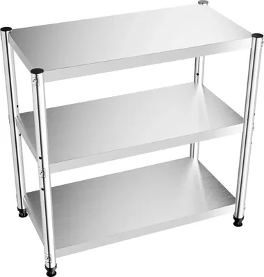 Obrázek produktu pro Kuchyňská police - Police na mikrovlnnou troubu - 3 úrovně - Do 50 kg - Kov - 80 x 80 x 40 cm - Stříbrná