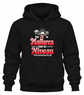 Zdjęcie produktu dla Bluza z kapturem "N" dla imprezy w stylu Ballermann na Majorce, czarna, rozmiar XL