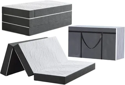 Produktbild von Klappmatratze Faltbare Gästematratze 75 x 195 x 15 cm Waschbar & Klappbar 4-teilige Faltmatratze mit abnehmbarem Bezug für Reisen Camping Gästebett Grau