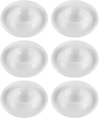 Imagen del producto de Set de 6 Hueveras - Plástico Sostenible - Apto para Microondas y Lavavajillas - Color Marfil - Dimensiones 9,5 x 1,8 cm - Ideal para Celebraciones Familiares - Soporte para Huevos