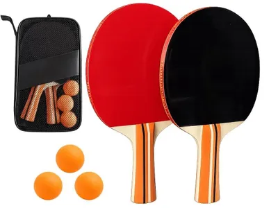 Produktbild von Tischtennis 6-tlg Set Ping Pong Sport 2 x Tischtennisschläger 3 x Bälle + Tasche