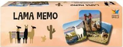 Produktbild von Memospiel Lama mit 72 Memo-Karten, 36 Bildpaaren, für 2-6 Spieler ab 6 Jahren, 23 x 7,5 x 5,5 cm