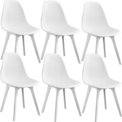 Obrázok produktu pre [sk.casa] 6x dizajnová stolička 83 x 54 x 48cm Biela jedálenská stolička Plastové stoličky v škandinávskom štýle s ochranou podlahy