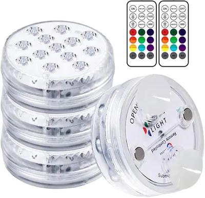 Produktbild von Unterwasser Licht, Led Unterwasserleuchten Poolbeleuchtung Magnetisch Wasserdichtes Licht mit Fernbedienung, IP68, 13 LEDs Farbwechsel LED Unterwasser Festival Dekolichter (4er-Set)