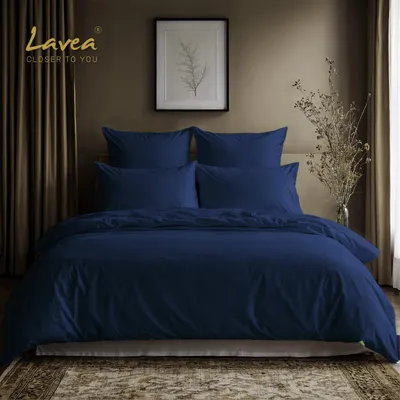 Produktbild von Lavea® Bettwäsche Set, 1 Bettbezug 135x200 cm + 1 Kissenbezug 80x80 cm - Navy