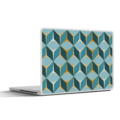 Produktbild von MuchoWow® Laptop Aufkleber Sticker Cover Gold - Blau - Muster 32.5x23.5 cm - Sticker für Laptop - Selbstklebend