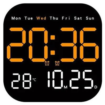 Image de Horloge numérique LCD moderne avec affichage de la température, calendrier et réveil - écran LED, écran tactile, horloge, pour le salon, le bureau et la chambre à coucher.