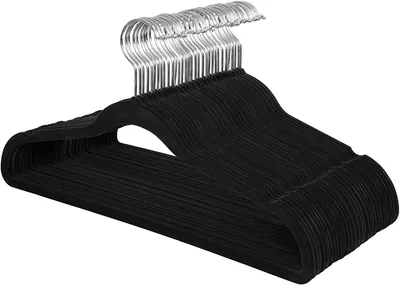 Produktbild von SONGMICS Kleiderbügel Samt, 30er Set, Jackenbügel, 42 cm lang, Anzugbügel, dünn, robust, gut belastbar, um 360° drehbarer Haken, für Mäntel, Hemden und Anzüge, schwarz CRF26BK