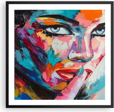 Produktbild von Gerahmtes Poster - Schwarzer Rahmen - Mädchen Gesicht - 60x60 cm - Wand Bild - Wanddeko - Wandbilder - Kunstposter - Wandposter - Bilderrahmen - Bilder - Kunstdruck - Wandbild - P2BAC60x60-3444