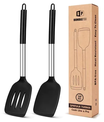 Productafbeelding van 2-Pack Siliconen Spatula's - Antikleef Keukenhulpmiddelen voor Hoog Temperatuurgebruik