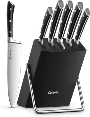 Produktbild von Küchenmesserset 6-teilig, Messerblock, Edelstahl, Akazienholz, für Kochen
