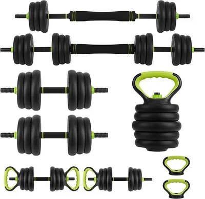 Imagen del producto de Conjunto de mancuernas de 20 kg, set de mancuernas 5 en 1, mancuernas ajustables