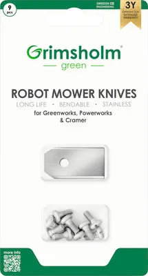 Produktbild von 9x Edelstahl Messer passend für Greenworks, Powerworks & Cramer