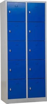 Produktbild von Gürkan Schließfachschrank lichtgrau, enzianblau 106958, 10 Schließfächer 80,0 x 45,0 x 190,0 cm