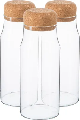 Produktbild von Vorratsflaschen aus Glas mit Korkdeckel – 720 ml – 6 Stück
