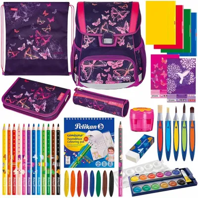 Produktbild von Herlitz Schulranzen Set Loop Plus Butterflies 14-teilig gefüllt