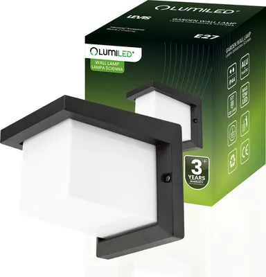 Obrázek produktu pro LUMILED venkovní nástěnné svítidlo nástěnné svítidlo venkovní svítidlo venkovní osvětlení nástěnné svítidlo IP44 černá bílá hranatý hliník PC 230V zásuvka E27 max. 12W