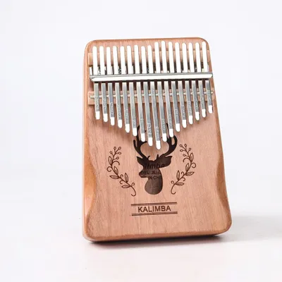 Produktbild von Hochwertige Kalimba aus Mahagoni, Afrikanisches Musikinstrument Set, 17 Edelstahlzinken, inkl. Tragetasche und Zubehör - MELODIKO