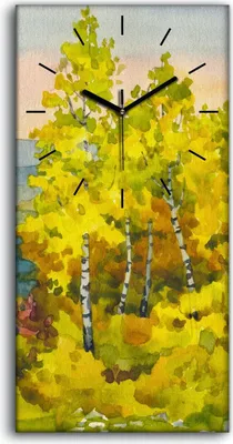 Produktbild von Wanduhr Bürouhr Leinwand Bild 30x60 Malerei Wald Bäume Pfad Natur Kunst - schwarze Hände