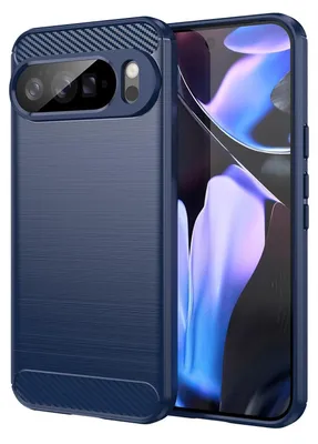 Image de Pour Google Pixel 10 Pro XL Carbon Fiber Brushed Design Texture TPU Cover Blue