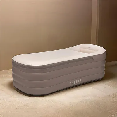 Produktbild von Tubble® Compact Aufblasbare Badewanne - Verwendung als Heiß- und Eisbad - Schneller Aufbau in 1min - Faltbare Badewanne für Erwachsene bis zu 170cm - Ambient Taupe - 200L