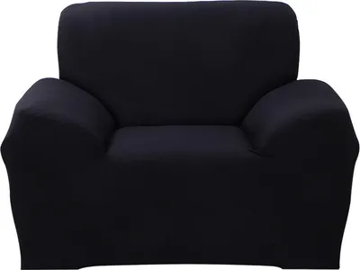 Produktbild von ele ELEOPTION Sofahusse Stretchhusse Sofabezug Polyester Rippstrick (Schwarz, 1 Sitzer für Sofalänge 90-140cm)