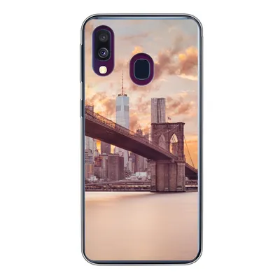 Produktbild von MuchoWow® Handyhülle Schutzhülle Hülle für Samsung Galaxy A40 Brooklyn Bridge und die New Yorker Skyline bei Sonnenuntergang Silikon Softcase Handy Hülle - Handy-Tasche