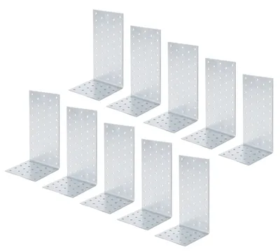 Zdjęcie produktu dla Alberts 820602 Kątowniki z otworami, ocynkowane metodą Sendzimira, 100 x 200 x 100 mm, zestaw 10 sztuk