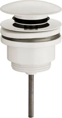 Image de Soupape d'écoulement Garniture d'écoulement, PVD, blanc mat, Push-Open, soupape, pour lavabo, avec trop-plein, CARAL 1'1/4