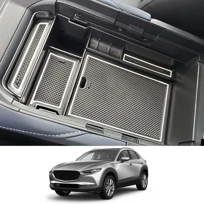 Obrázok produktu pre Organizér do stredovej konzoly pre Mazda CX-30, modelové roky 2019-2025, farba: biela, materiál: ABS plast