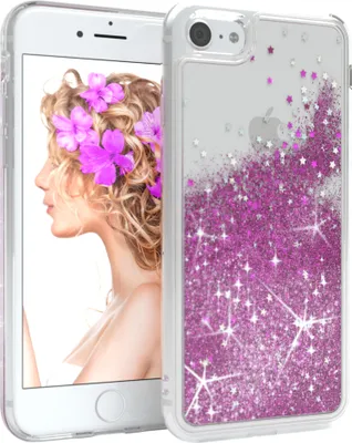 Produktbild von EAZY CASE - Glitzer Hülle kompatibel mit Apple iPhone SE 2020/2022, iPhone 7 / 8 Glitzer Schutzhülle, Soft Case, Backcover Transparent mit Motiv