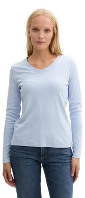 Produktbild von TOM TAILOR Damen Longsleeve mit V-Ausschnitt, 11270 - Kentucky Blue, XL