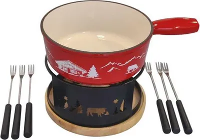 Image de Service à fondue rouge - Table&cook - 3008189SETF-22 - montagne rouge & chamonix
