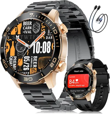LIGE Smartwatch Herren AMOLED 1.43'' IP68,Telefonfunktion, 24/7 Health-Tracking, 170+ Sportmodi, 300+ Zifferblätter,7-Tage Akku Langzeitpower Smart XL