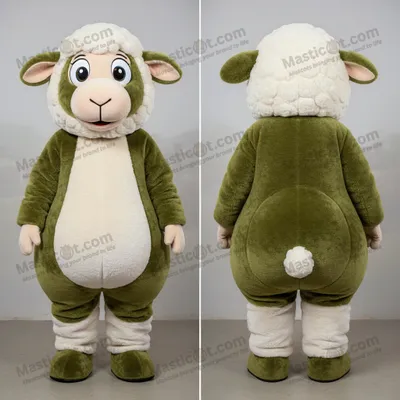 Produktbild von Olivengrüner MASTICOT Merino-Schaf-Maskottchen mit breiten Schultern