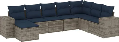 Produktbild von vidaXL 8-teiliges Gartensofa-Set mit Kissen, grau, Polyrattan
